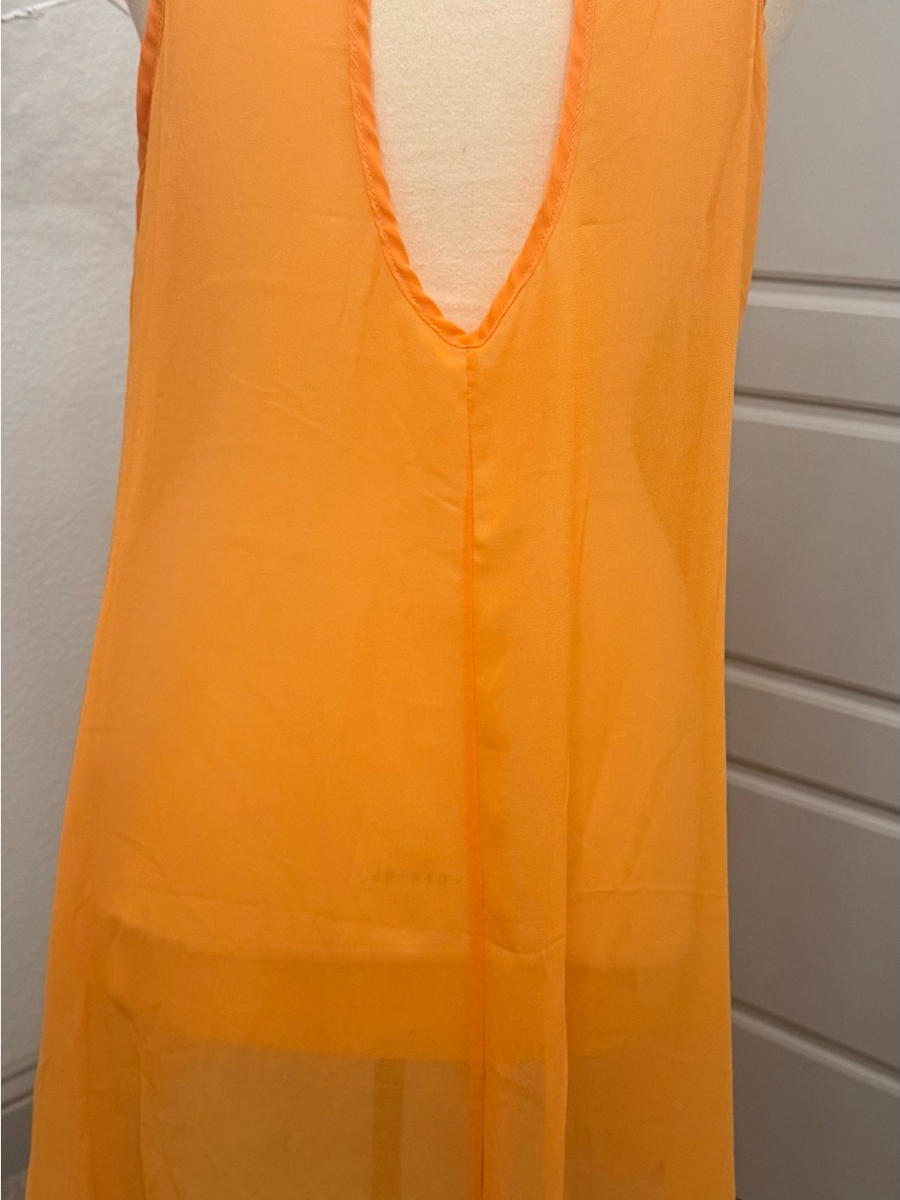 Brand New w/Tags 100% Silk Women’s Orange Sleeveless sheer Tunic Cover Up - Picture 4 of 7